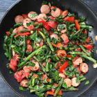 A Quick Skillet Dinner with Broccoli Leaves