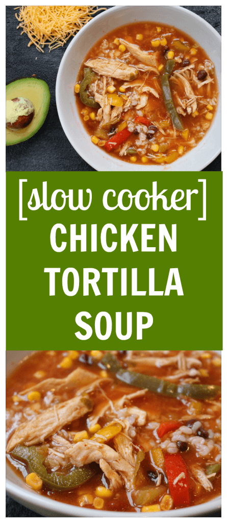 PicMonkey Collage - Mom to Mom Nutrition Slow cooker chicken tortilla soup is an easy to make one-pot meal filled with simple and flavorful ingredients!