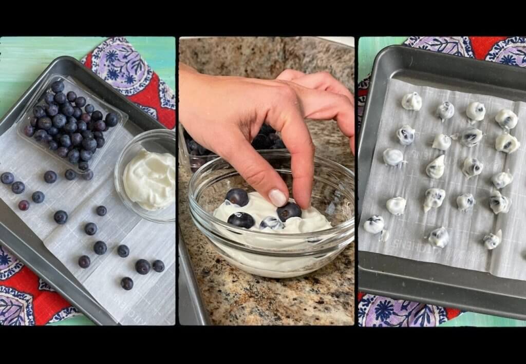 how-to-make-blueberry-bites - Mom to Mom Nutrition How to make frozen yogurt blueberry bites.
