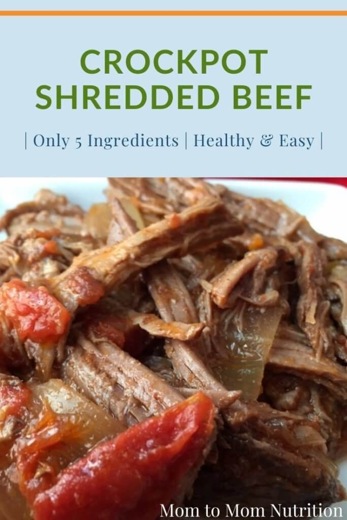crcokpot shredded beef - Mom to Mom Nutrition Crockpot shredded beef is the perfect protein for Mexican-inspired tacos, salads, soups, and stews. It's easy and healthy!