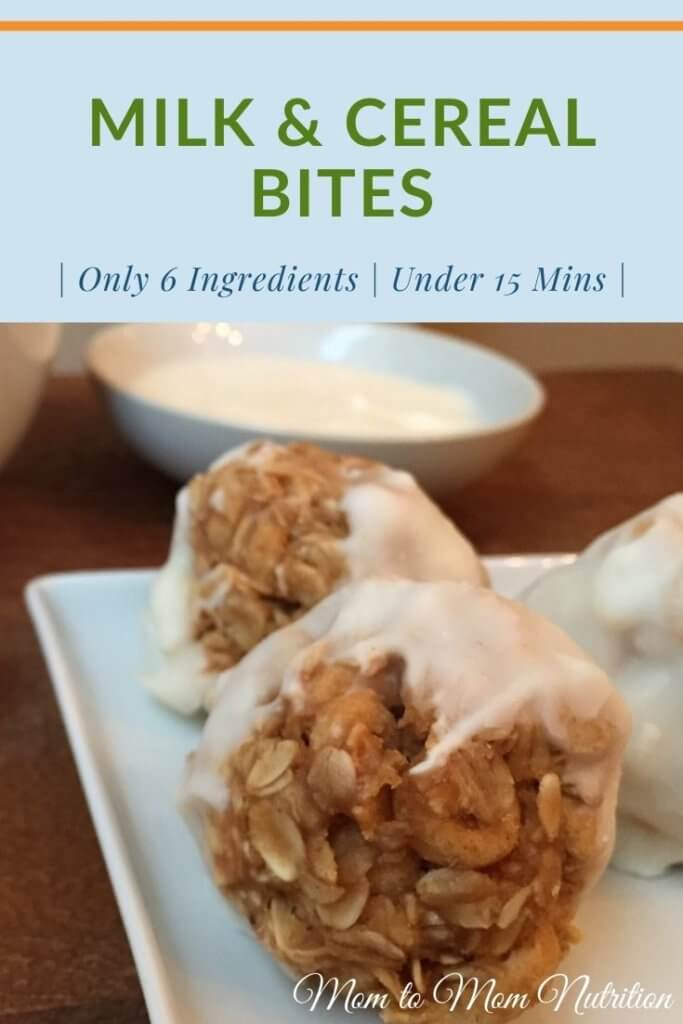 Milk and cereal bites are the perfect snack because they are packed with essential vitamins and minerals found in milk and yogurt. 