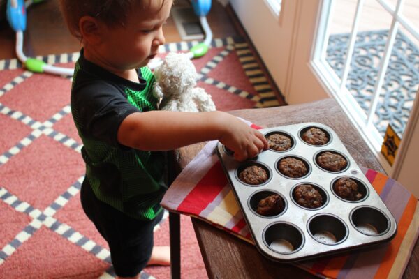 IMG_0381 - Mom to Mom Nutrition Peanut butter and jelly muffins make the perfect snack or breakfast for kids. Plus they are made with only six ingredients, gluten free, and kid-friendly!