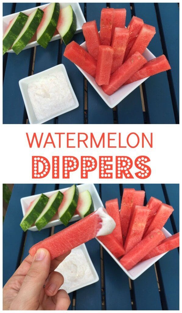 Watermelon Dippers with Honey Vanilla Yogurt Sauce make the perfect snack or dessert that both kids and adults are sure to love! 