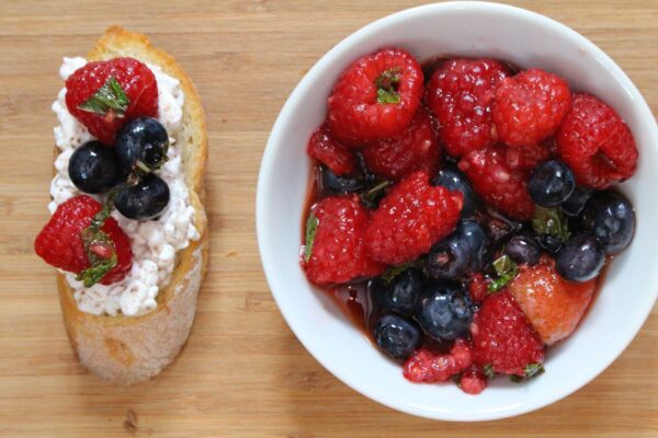 Fresh mixed berries and creamy cottage cheese come together to make one sweet berry bruschetta. Enjoy al fresco as a snack or meal on any hot summer day! 