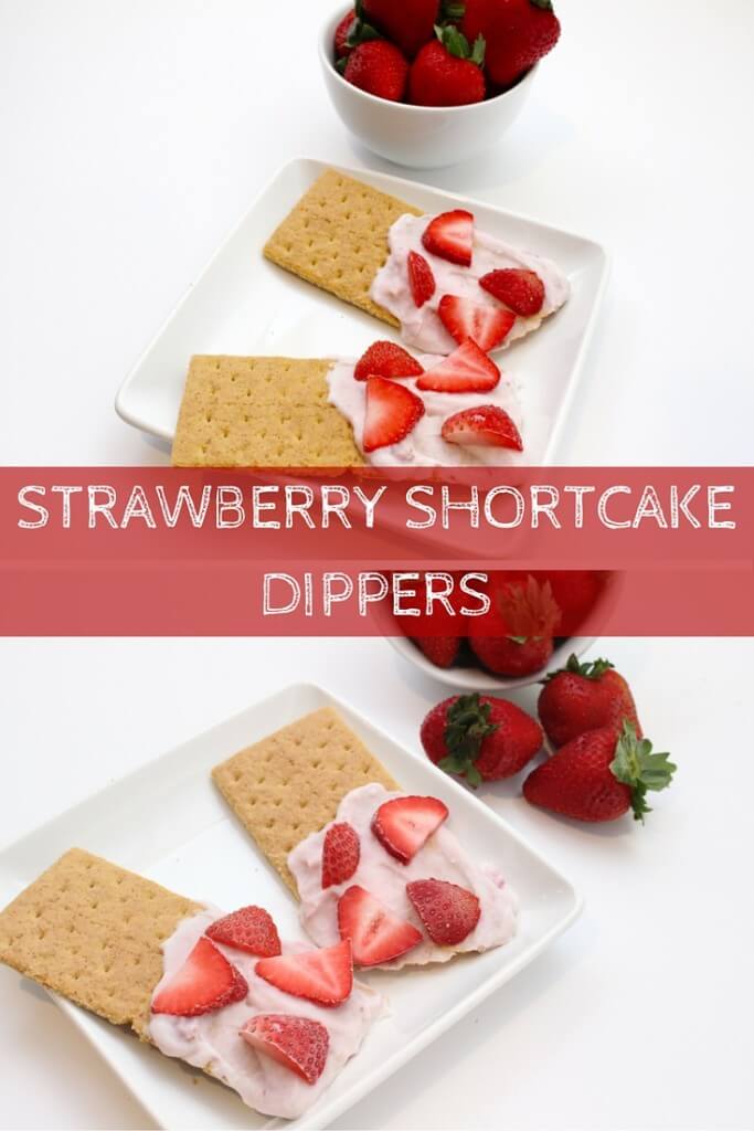 Snacking just got sweeter and healthier with strawberry shortcake dippers. Strawberry yogurt and graham crackers make one simple, kid-friendly snack that tastes just like strawberry shortcake!