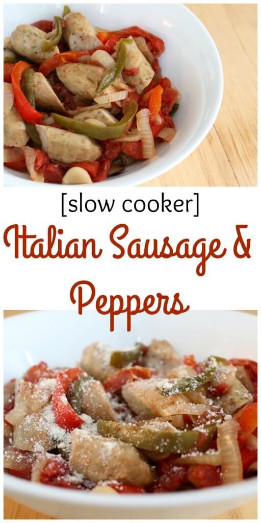 PicMonkey Collage - Mom to Mom Nutrition Slow Cooker Italian sausage, peppers, and onions simmers for hours to create one simple meal that is delicious served over pasta, crusty bread, or potatoes.