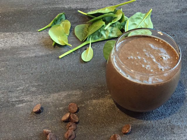 Thick, creamy, and oh-so-kid friendly, this chocolate spinach smoothie is packed with healthy ingredients both big and little kids love!