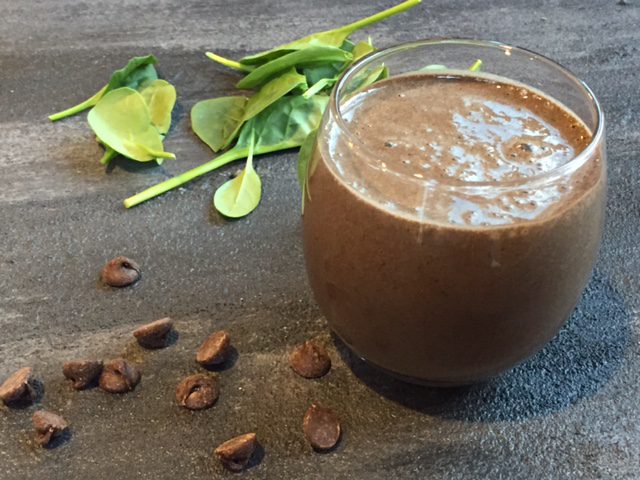 Thick, creamy, and oh-so-kid friendly, this chocolate spinach smoothie is packed with healthy ingredients both big and little kids love!