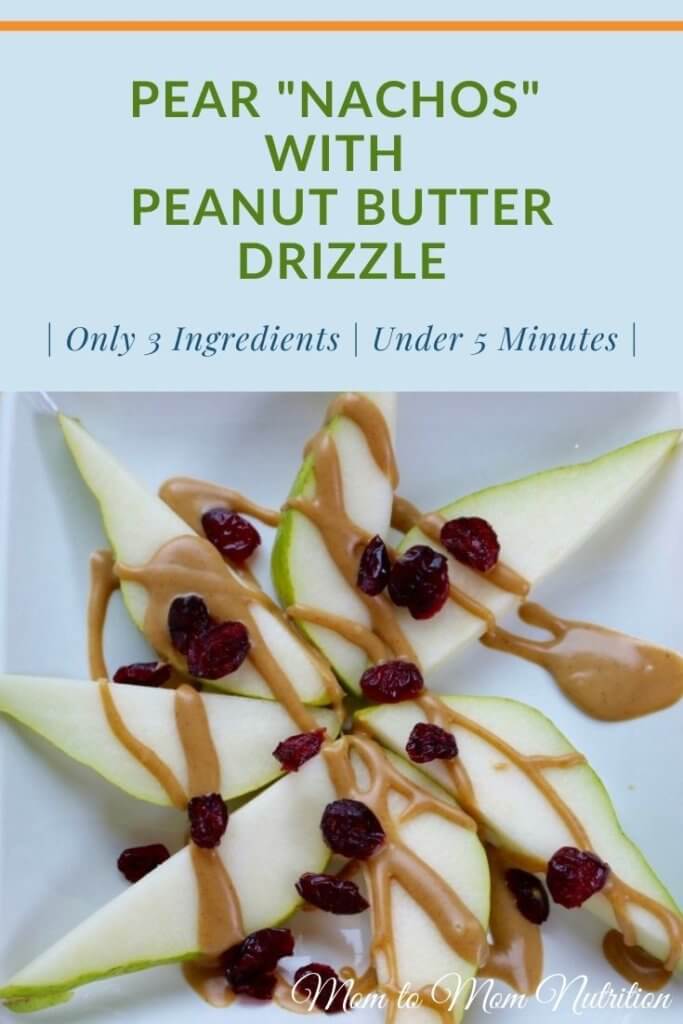 Easy to make pear nachos with peanut butter drizzle are a nutritious snack that will fuel any hungry tummy. #pearnachos #pearsnack #kidfriendlyrecipes #kidfriendlysnacks #kidfriendlyhealthyrecipes #healthyrecipes #pearrecipeseasy #pearrecipeshealthy