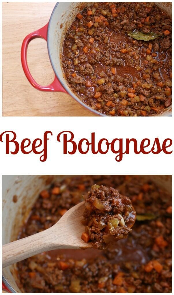 Wow your family with an easy weeknight meal [and get your kids to eat their veggies] with this simple beef Bolognese sauce. 