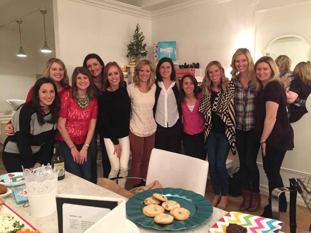 The crew! Yours truly on the far left [closest to the dessert table]. 