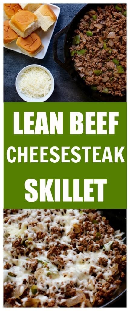 A lightened-up version of the classic Philly cheesesteak sandwich. Made in under 20 minutes, Lean Beef Cheesesteak Skillet is a simple weeknight meal that's high in protein and low in cost. 