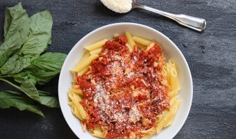 Chicken Parmesan Pasta is a heart-healthy twist on the classic Italian-American dish. Simply skip the breading and frying in oil step, and serve up with a big bowl of whole wheat pasta!