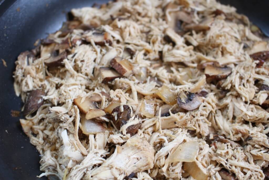 Herbed Chicken and Mushroom Skillet is a simple weeknight meal filled with earthy flavors and made kid-friendly with penne pasta and a sprinkle or two of Parmesan cheese! 