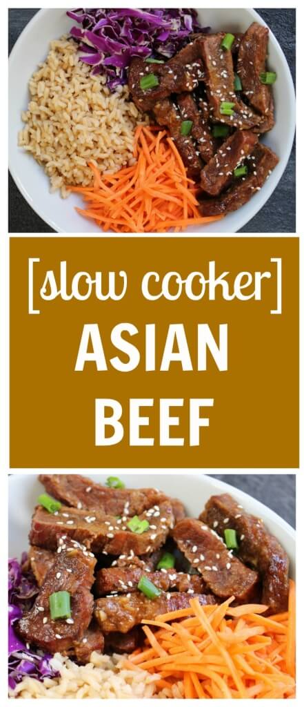 Slow Cooker Asian Beef is tender, flavorful, and an easy alternative to a Chinese takeout version. Add your favorite veggies and whole grains for a one-pot meal!