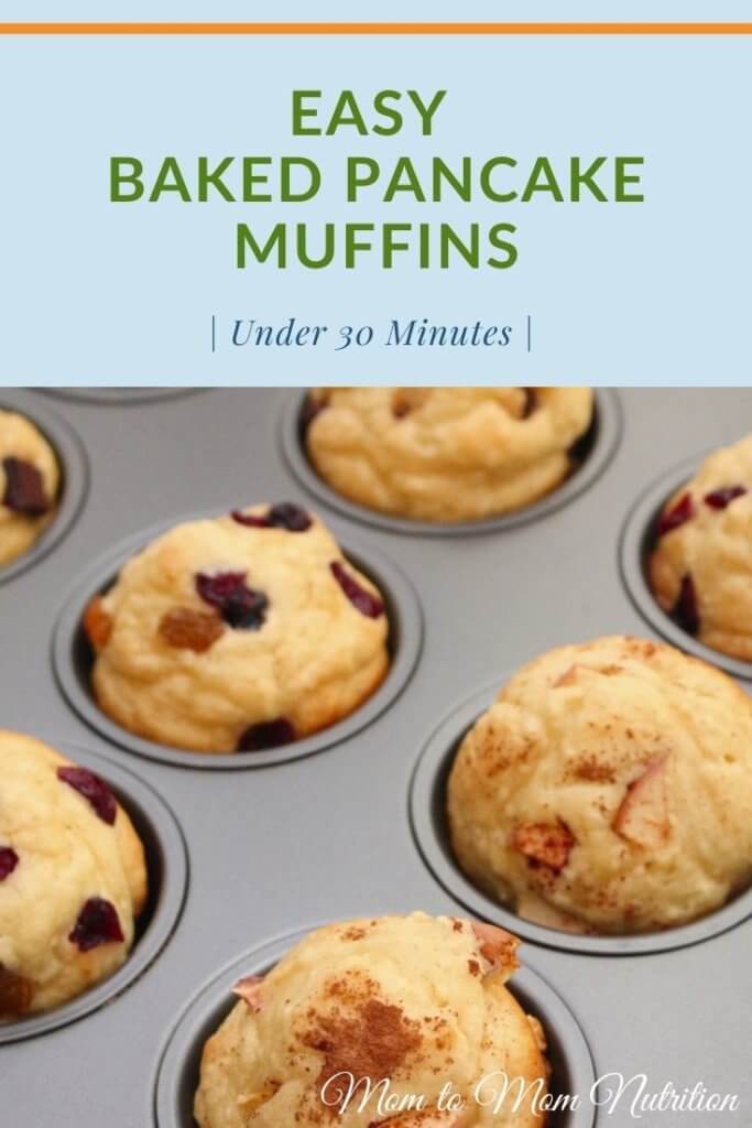 Pancake muffins taste just like a pancake in muffin form, without having to worry about the flipping and cooking time of standard pancakes! #under30minutemeals #under30minutebreakfast #easybreakfast #bakedpancakemuffins #kidfriendlyrecipes #toddlerfriendlyrecipes 