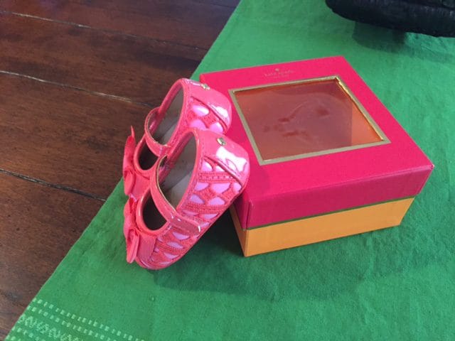 IMG_5945 - Mom to Mom Nutrition Enough about body image. Let's talk about baby girl SHOES. Love her first pair from Nana... Kate Spade of course. She's a Caputo for sure!