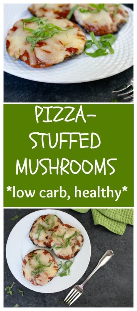 Lighten-up pizza night and make portobello mushrooms “pizza crust” with these quick and healthy Pizza Stuffed Mushrooms.