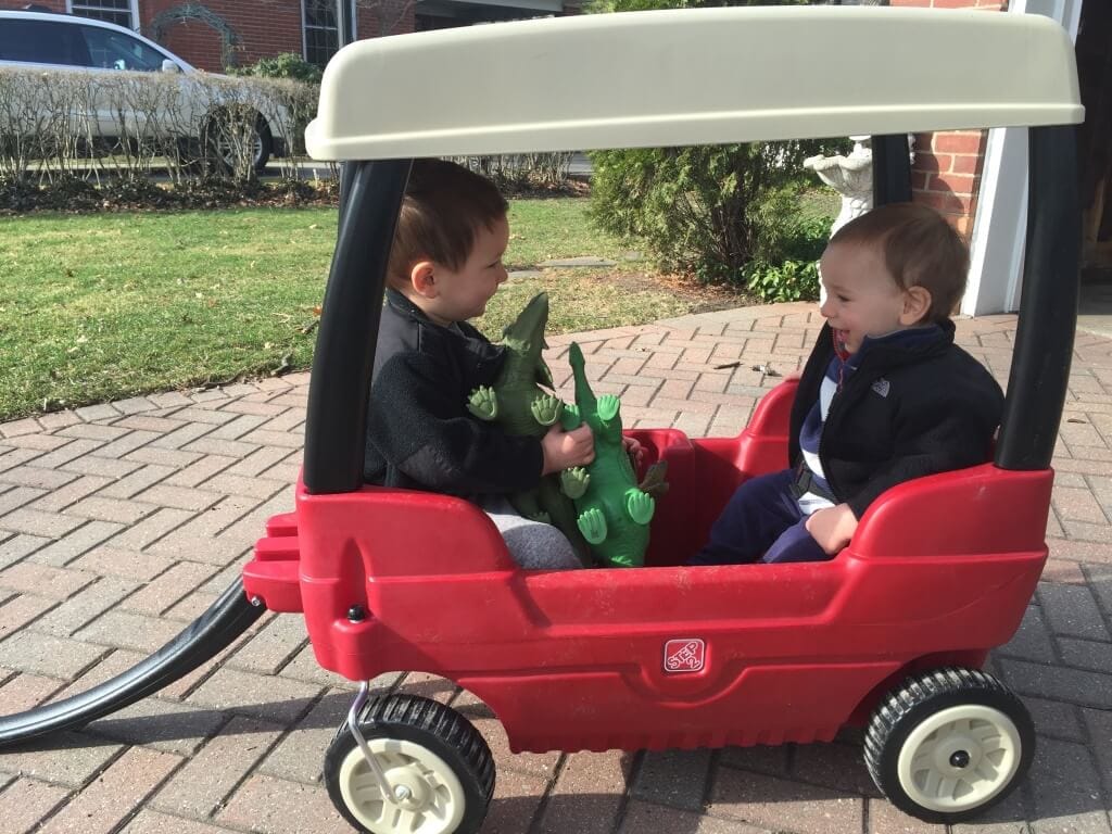 I'm also staying active by taking these boys for walks in the wagon, double stroller, and playing games like soccer or tag in the backyard! 