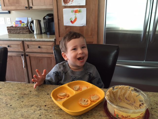 IMG_6269 - Mom to Mom Nutrition More often than not, our afternoon snack in the Serbinski house involves hummus! And silly faces.