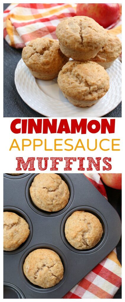 PicMonkey Collage - Mom to Mom Nutrition These delicious Cinnamon Applesauce Muffins are sweetened with applesauce and spiced with cinnamon. And they make a simple breakfast or snack for those busy on-the-go mornings!