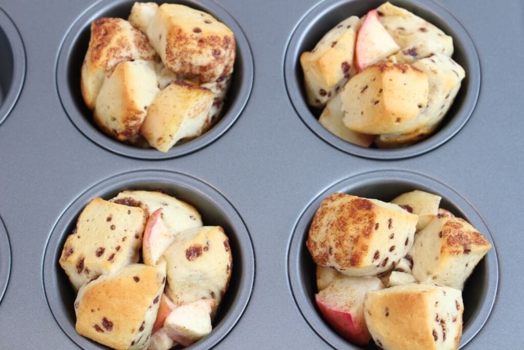 IMG_1834 - Mom to Mom Nutrition With just two ingredients, these mini monkey bread muffins are baked in a muffin tin pan and make the perfect sweet treat at breakfast, brunch, or dessert!