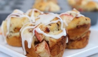 With just two ingredients, these mini monkey bread muffins are baked in a muffin tin pan and make the perfect sweet treat at breakfast, brunch, or dessert!