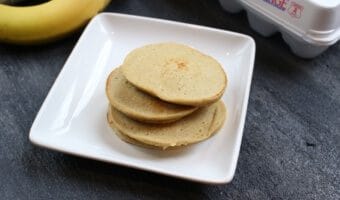 5 Ingredient blender pancakes is a quick and easy recipe that is mixed right in your blender! Perfect for freezing ahead of time and reheating for busy mornings.
