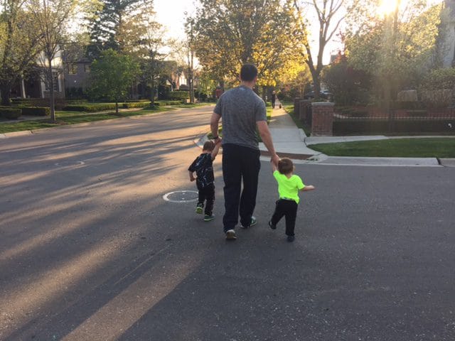 Thankfully they gladly hold Dad's hand when crossing the street... what's with that?!
