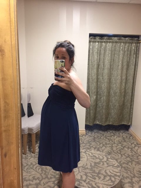 Fast forward to NOW. Baby bump is MUCH larger... read on to see why I'm in the dress! 