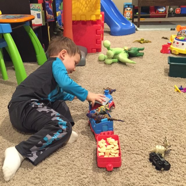 Sometimes the boys aren't hungry for a snack. So then the snack becomes part of playtime! 