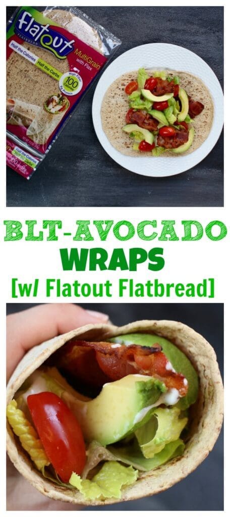 What could be better than a simple bacon, lettuce, tomato, and avocado wrap [BLTA wrap]?! Layered in a Flatout Flatbread this sandwich makes for the easiest lunch!