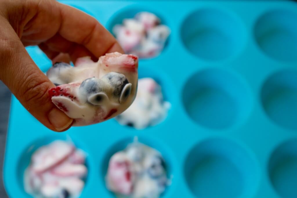 Frozen yogurt fruit cups are a fun cup-sized Greek yogurt and fruit snack that make a great alternative frozen sweet treat to popsicles or ice cream!