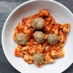 Turkey Pesto Meatballs are made with just four ingredients and make the perfect healthy protein for meatball subs or marinara and whole grain pasta.