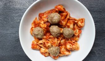 Turkey Pesto Meatballs are made with just four ingredients and make the perfect healthy protein for meatball subs or marinara and whole grain pasta.