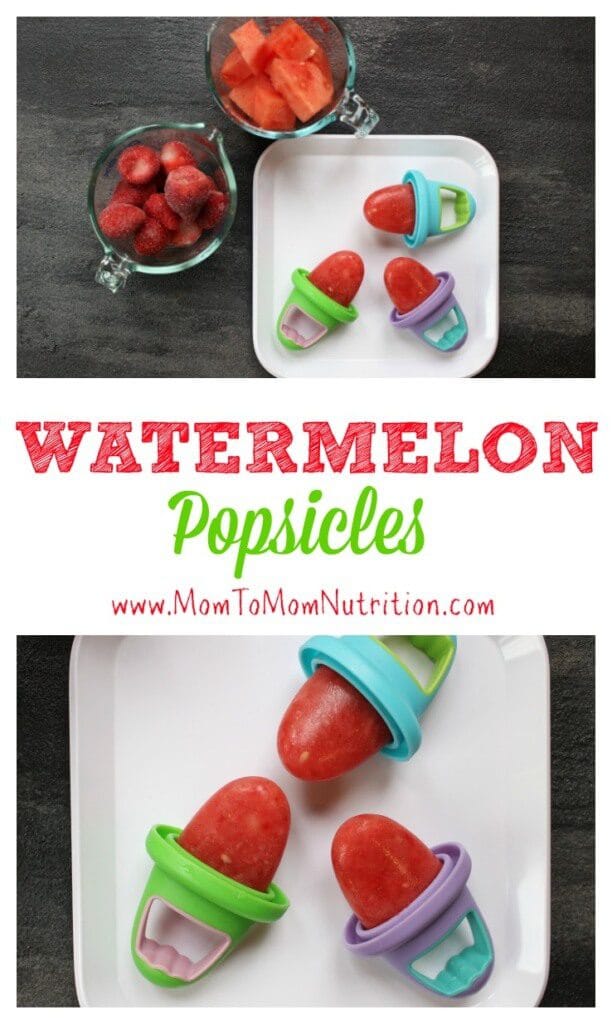 These watermelon popsicles are made with fresh and frozen fruit and zero added sugar, making the perfect healthy refreshing treat for any hot summer day! 