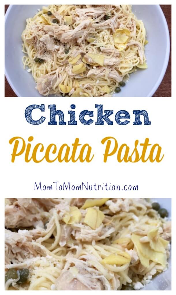piccata3 - Mom to Mom Nutrition Chicken Piccata Pasta has a light lemon caper sauce with just a touch of butter to satisfy any saucy pasta craving!