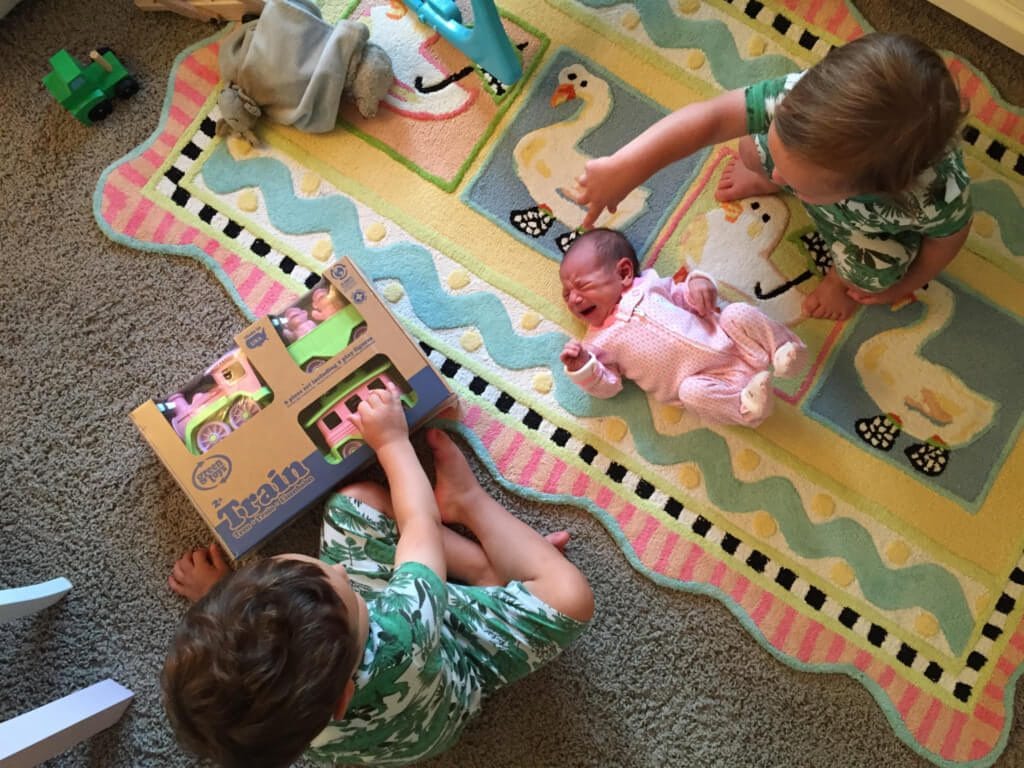 IMG_1080 - Mom to Mom Nutrition Three's Company... checking out the new train the boys bought for sissy!