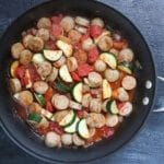 This sausage and zucchini skillet is a quick and easy weeknight meal on its own, or delicious served over brown rice or pasta.