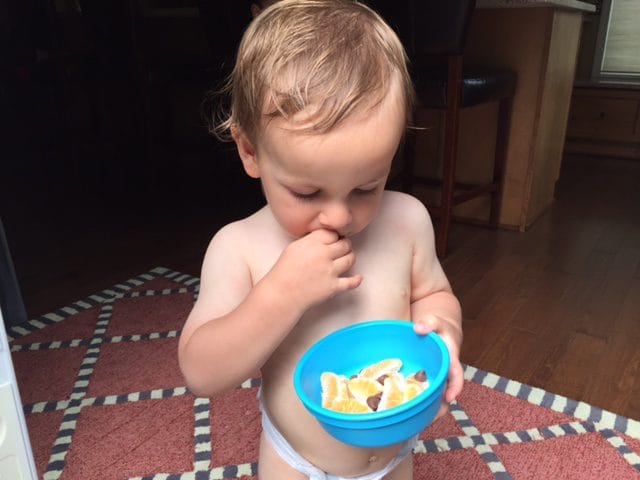 IMG_6864 - Mom to Mom Nutrition Had to slide a baby pic in here... he's munching on clementine pieces + chocolate chips. Lucky boy!