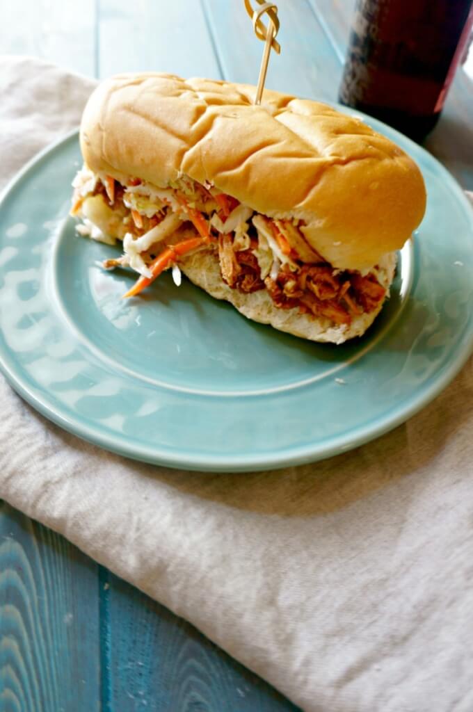 salsa sand - Mom to Mom Nutrition Slow Cooker Mexican BBQ Chicken Sandwiches: 3 unlikely ingredients come together with almost no prep to create one out of this world slow cooker meal!