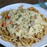 Slow Cooker Creamy Chicken and Noodles tastes like everyone's favorite chicken noodle soup but in creamy, melt in your mouth form!