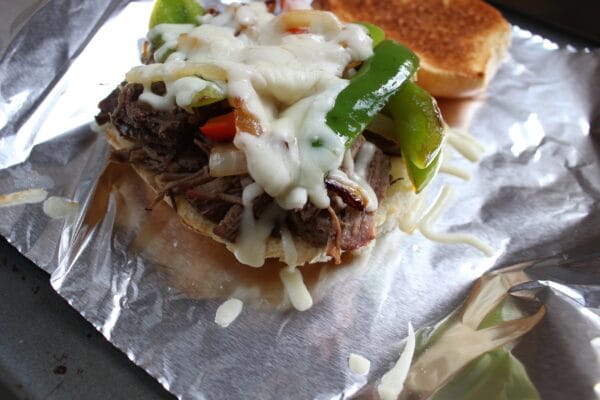 IMG_3084 - Mom to Mom Nutrition French Dip Sandwiches get a healthy makeover with extra veggies and a low-sodium dipping sauce. This easy-to-follow recipe is made with the help of your slow cooker!