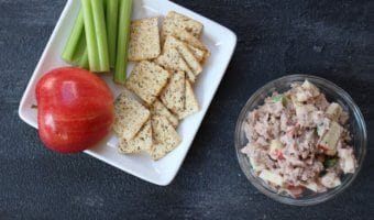 Canned tuna is given fresh flavor with fresh apples, celery, and Greek yogurt dressing! Apple tuna salad is delicious on whole wheat bread or fresh lettuce greens.