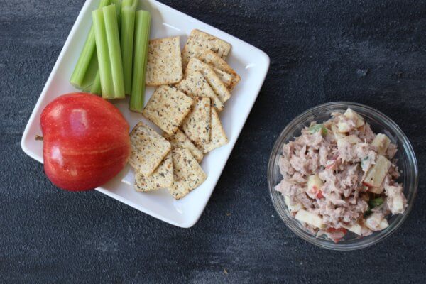 Canned tuna is given fresh flavor with fresh apples, celery, and Greek yogurt dressing! Apple tuna salad is delicious on whole wheat bread or fresh lettuce greens.