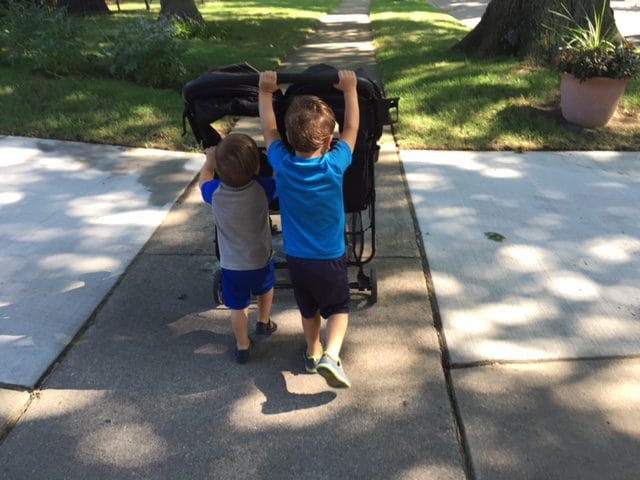 img_7349 - Mom to Mom Nutrition We are also into pushing the stroller vs. sitting in it. I should consider this a break on my back!