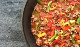Italian Beef Skillet is a 20-minute dinner made with lean Ground Beef and lots of fresh peppers, making it a hearty and healthy weeknight meal.