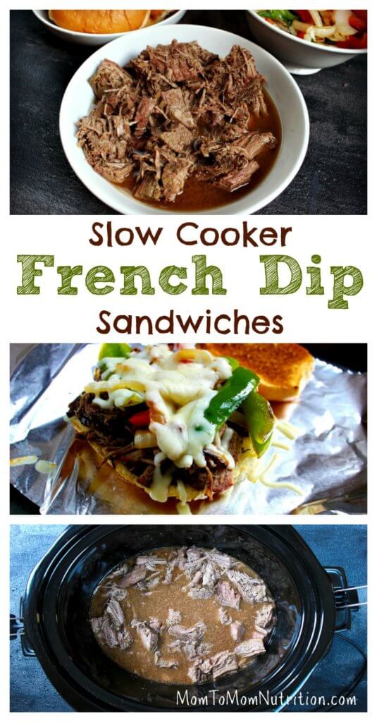 frenchdipsandwich - Mom to Mom Nutrition French Dip Sandwiches get a healthy makeover with extra veggies and a low-sodium dipping sauce. Plus, this easy-to-follow recipe is made with the help of your slow cooker!