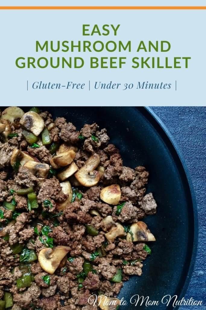 This easy mushroom and the ground beef skillet is an easy weeknight dinner that is delicious as-is, or served on top of baked potatoes or brown rice. (gluten-free, under 30-minutes) #dinnerrecipeseasy #kidfriendlyrecipeseasy #dinnerrecipes #mushroomandgroundbeefskillet #skilletdinnerseasy #glutenfreedinnerrecipes #glutenfreerecipes #under30minutemeals