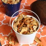 Combine the flavors of fall with this simple, crunchy apple peanut butter Cheerios snack mix. Made with Honey Nut Cheerios, dried apple chips, and peanut butter chips!